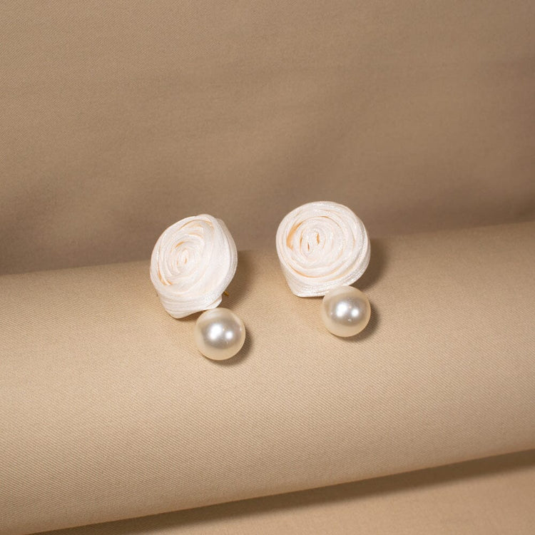Pearl Rosette Earrings - White