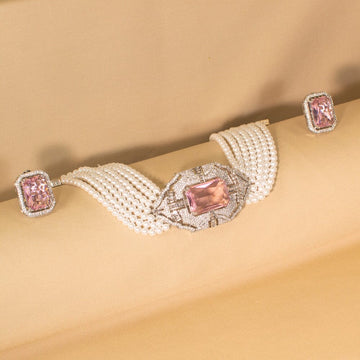 Pearlux Statement Choker Set - Pink