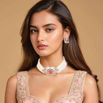 Pearlux Statement Choker Set - Pink