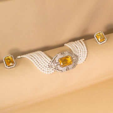 Pearlux Statement Choker Set - Yellow