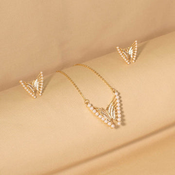 Pearly Butterfly Pendant Set - Edgy Collection
