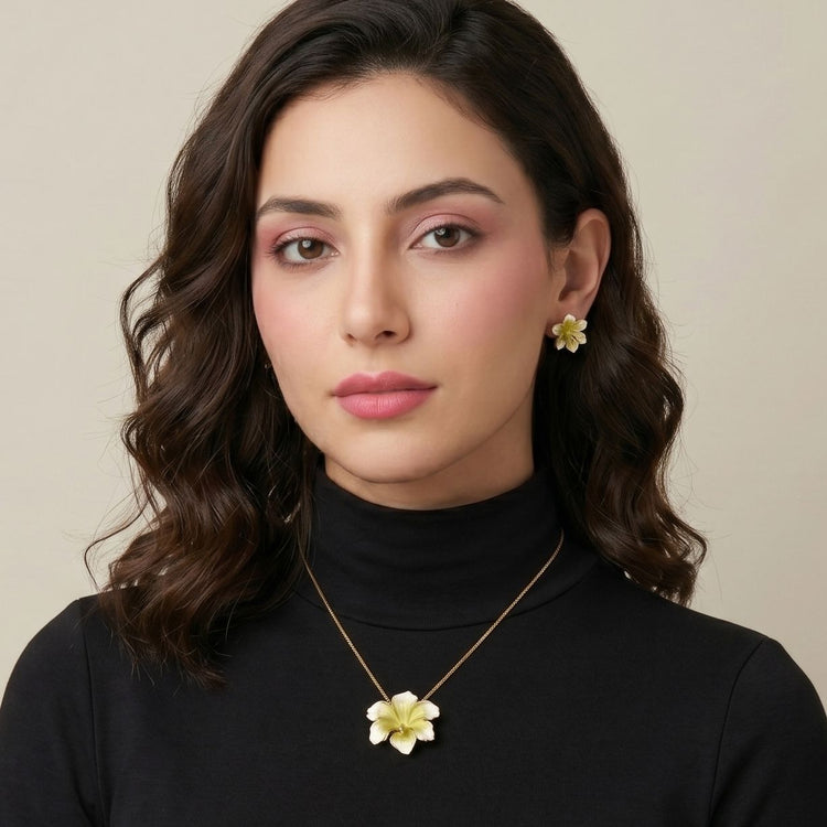 Petal Dance Pendant Set - Yellow