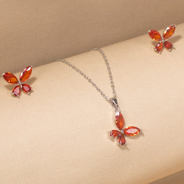 Petal Pendant Set-Red-Minima Collection