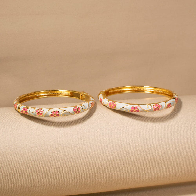 Pink Garden Openable Bangles-Pack of 2
