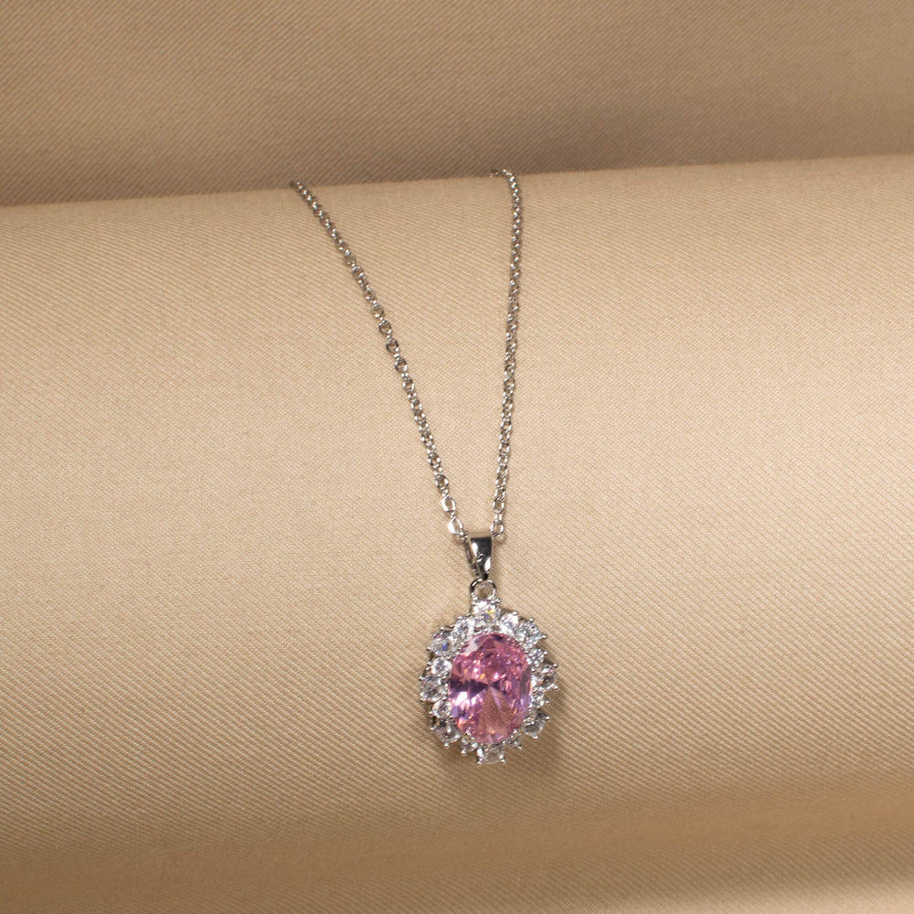 Pink Princess Halo Pendant Set