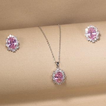 Pink Princess Halo Pendant Set