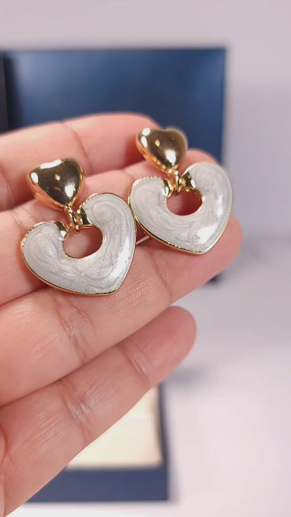 Heart Enamel Earrings