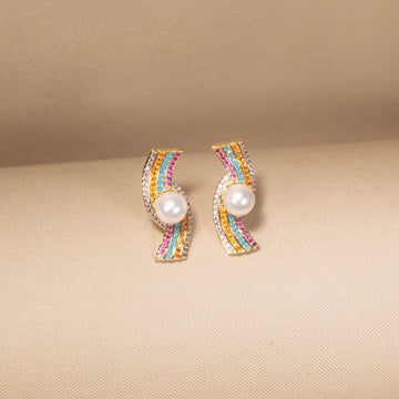 Prismatic Wave Pearl Earring