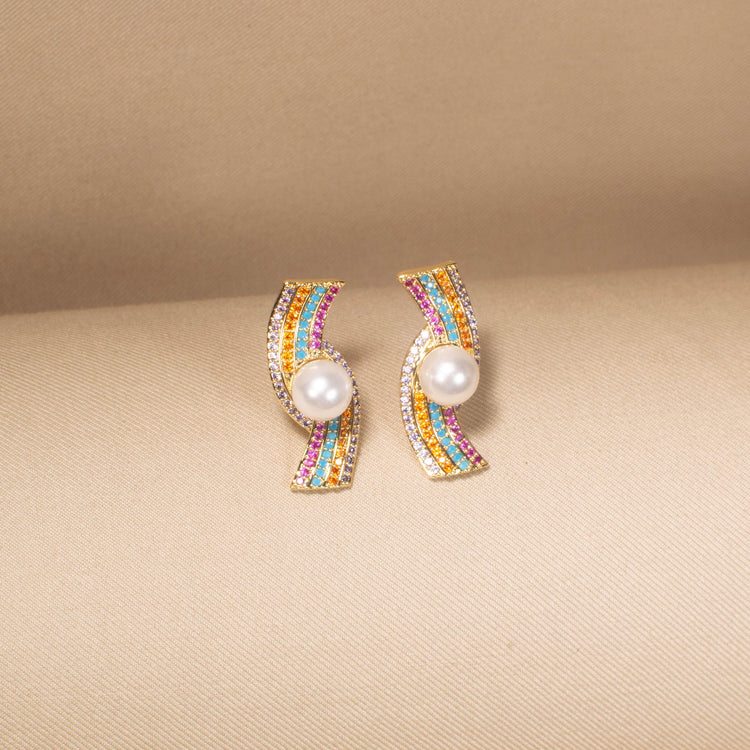 Prismatic Wave Pearl Earring