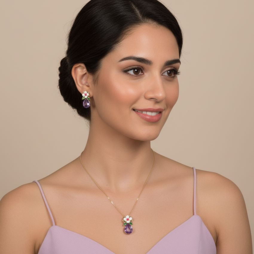 Purple Blossom Pendant Set - Nature Collection