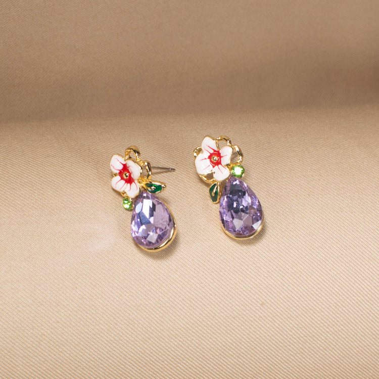 Purple Flora Drop Pendant Set