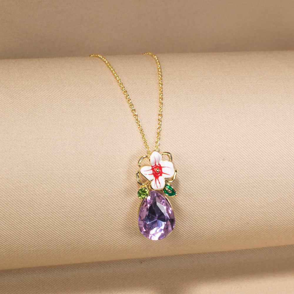 Purple Flora Drop Pendant Set