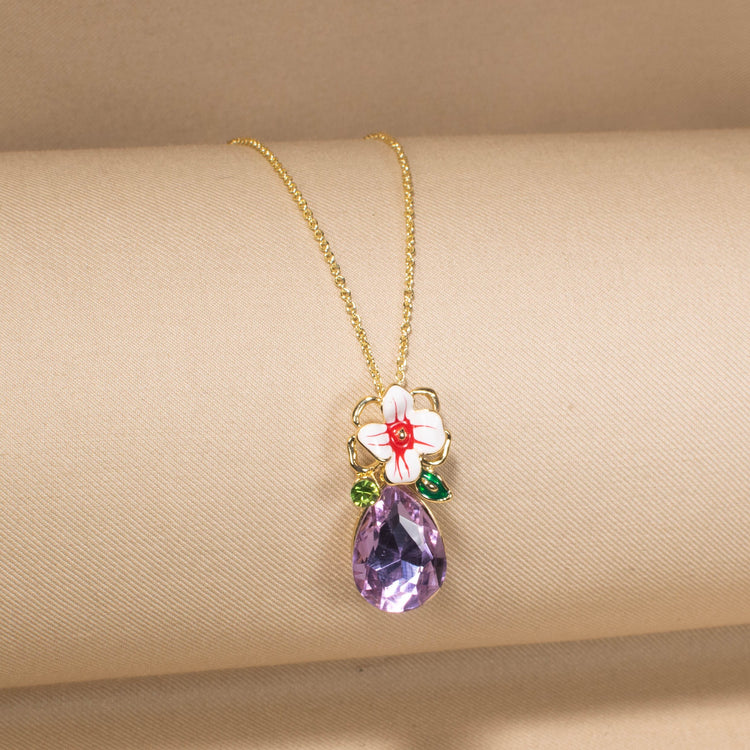 Purple Flora Drop Pendant Set