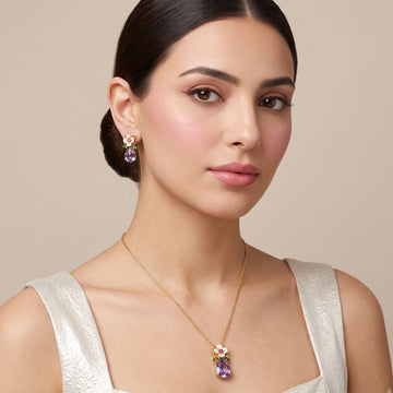 Purple Flora Drop Pendant Set