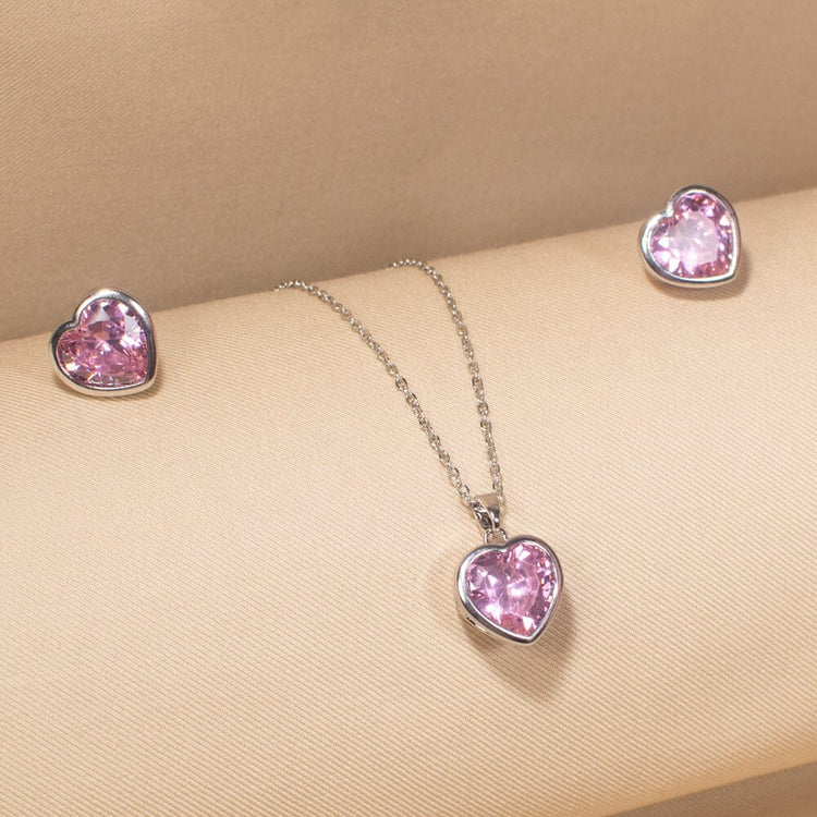 Radiant Heart Pendant Set-Pink-Minima Collection