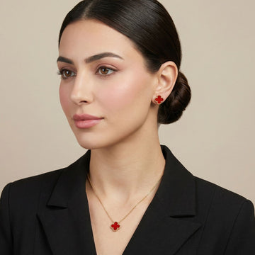 Radiant Red Clover Pendant Set