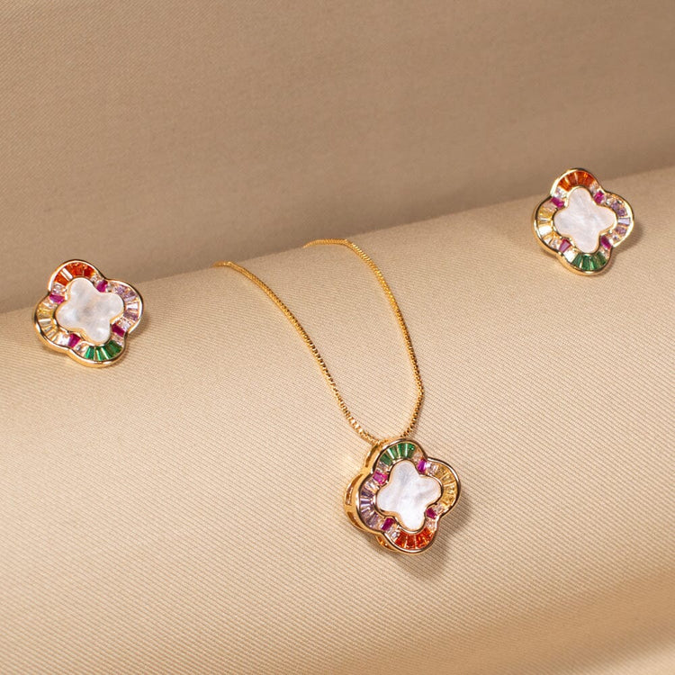 Rainbow Clover Pendant Set - Minima Collection
