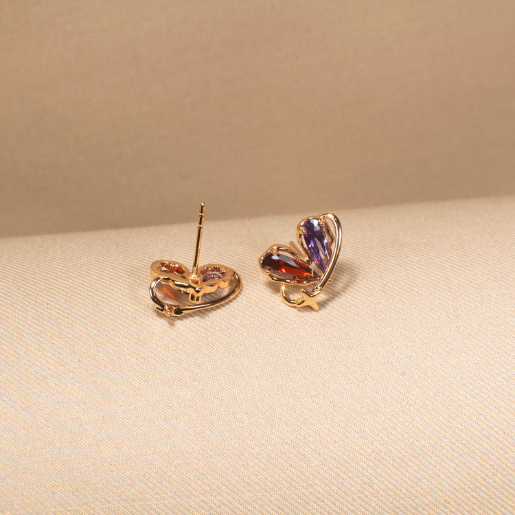 Rainbow Heart Cluster Studs