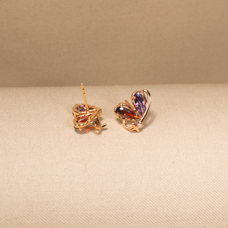 Rainbow Heart Cluster Studs