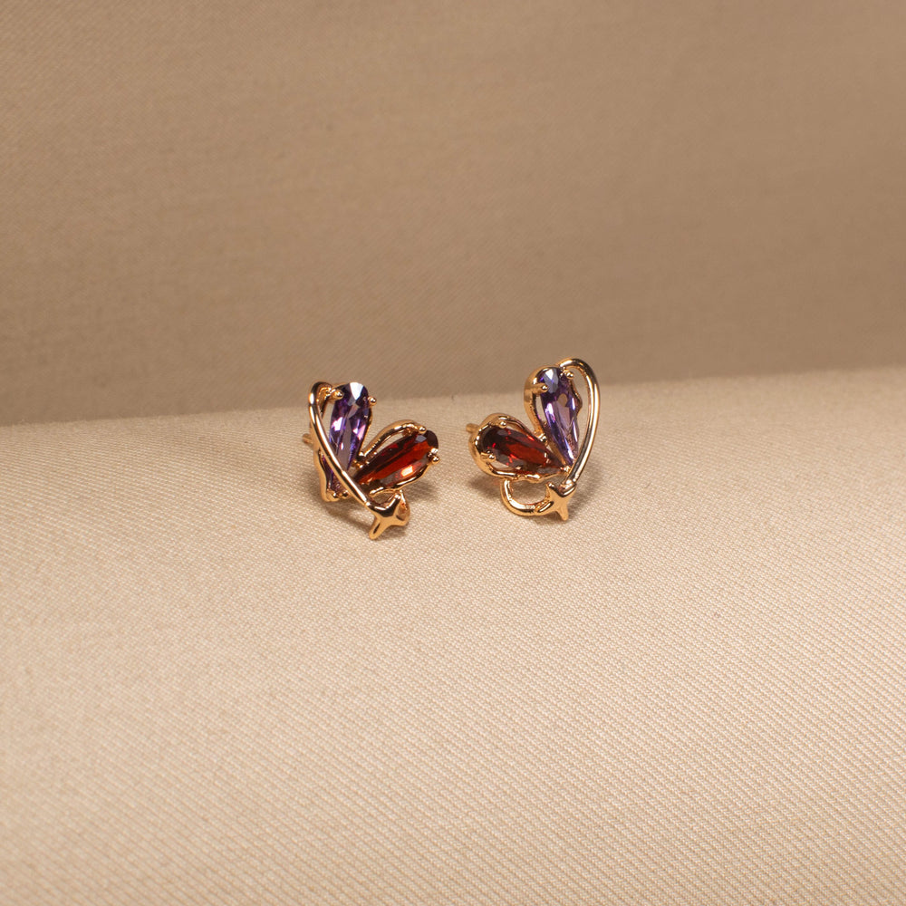 Rainbow Heart Cluster Studs