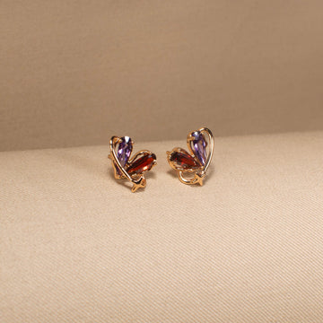 Rainbow Heart Cluster Studs