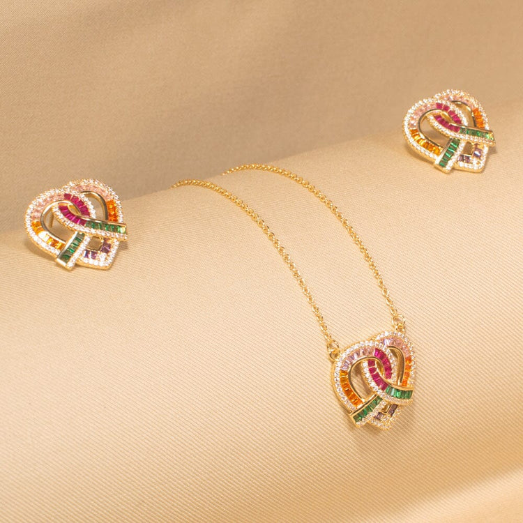 Rainbow Heartbeat Pendant Set - Raksha Bandhan Collection