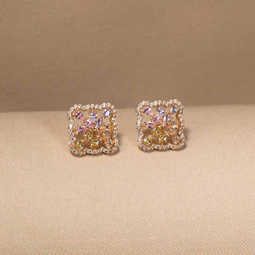 Rainbow Mosaic Square Studs