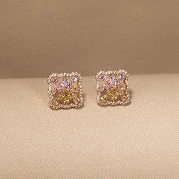 Rainbow Mosaic Square Studs