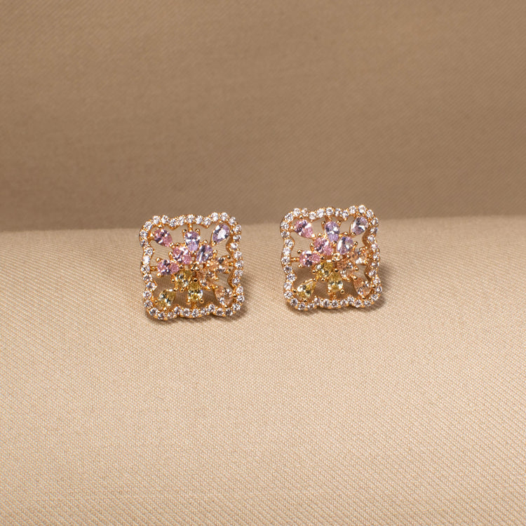 Rainbow Mosaic Square Studs