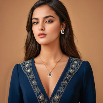 Ramona Blue Pendant Set -Glitterati Collection