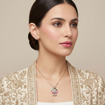 Rangoli Enamel Pendant Set