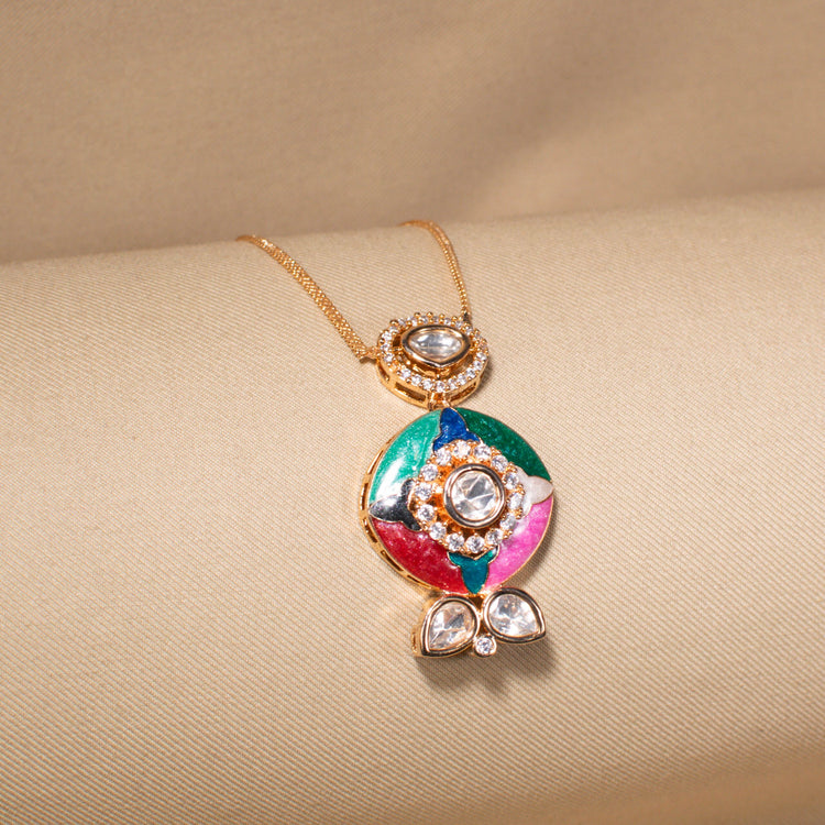 Rangoli Enamel Pendant Set