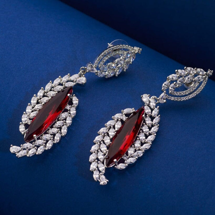 Indian Mores German Silver Red Long Round Earrings - Indian Mores
