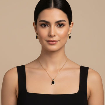 Regal Cushion Pendant Set-Black-Minima Collection