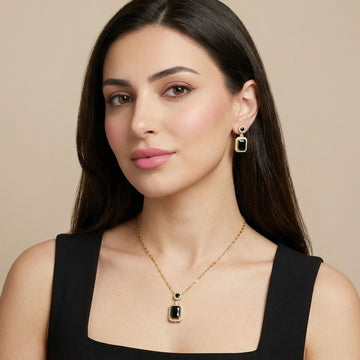 Regal Cushion Pendant Set-Black-Minima Collection