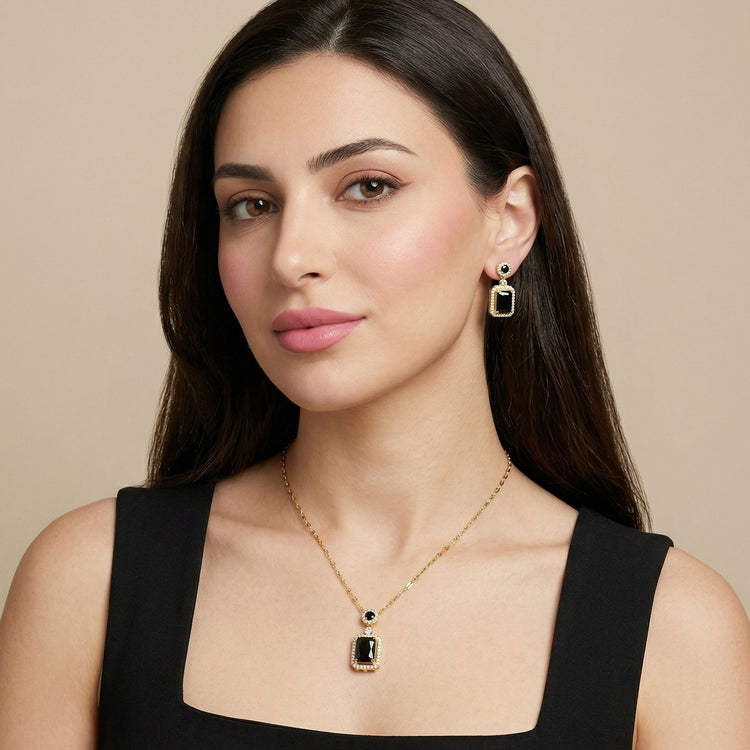 Regal Cushion Pendant Set-Black-Minima Collection