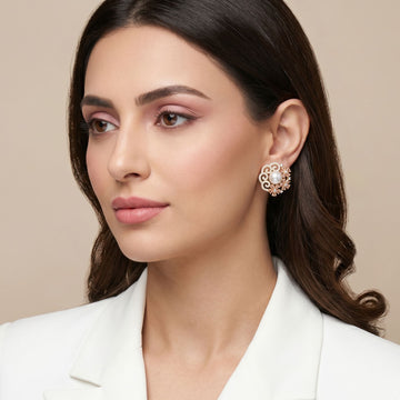 Regal Iris Swirl Studs - Golden