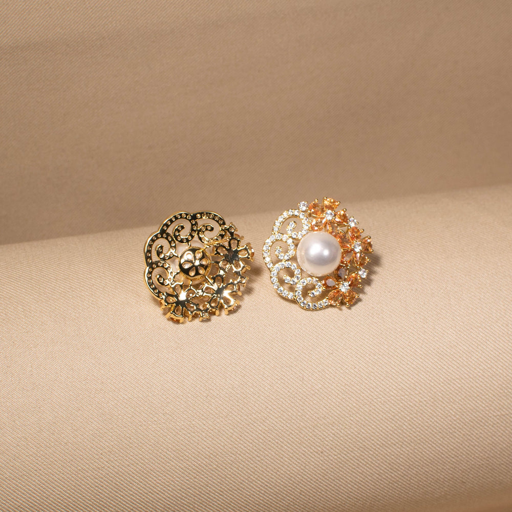Regal Iris Swirl Studs - Golden