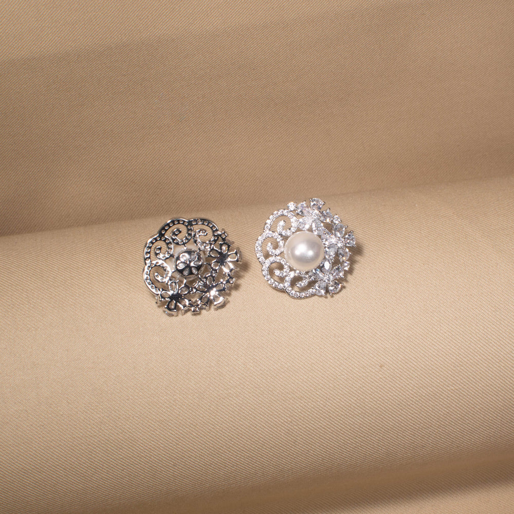 Regal Iris Swirl Studs - Silver