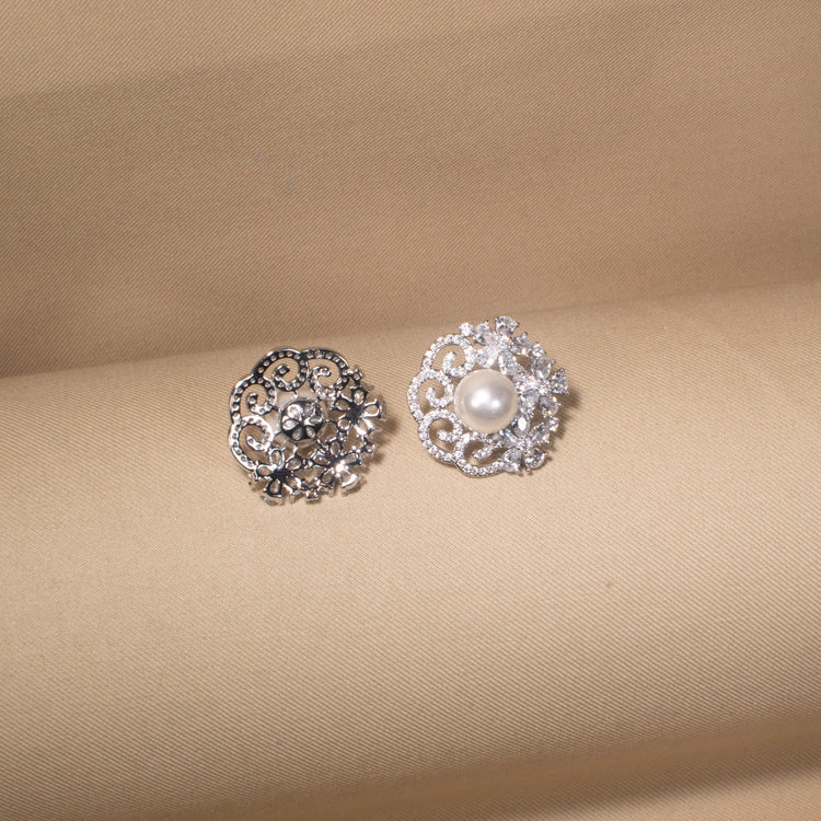 Regal Iris Swirl Studs - Silver