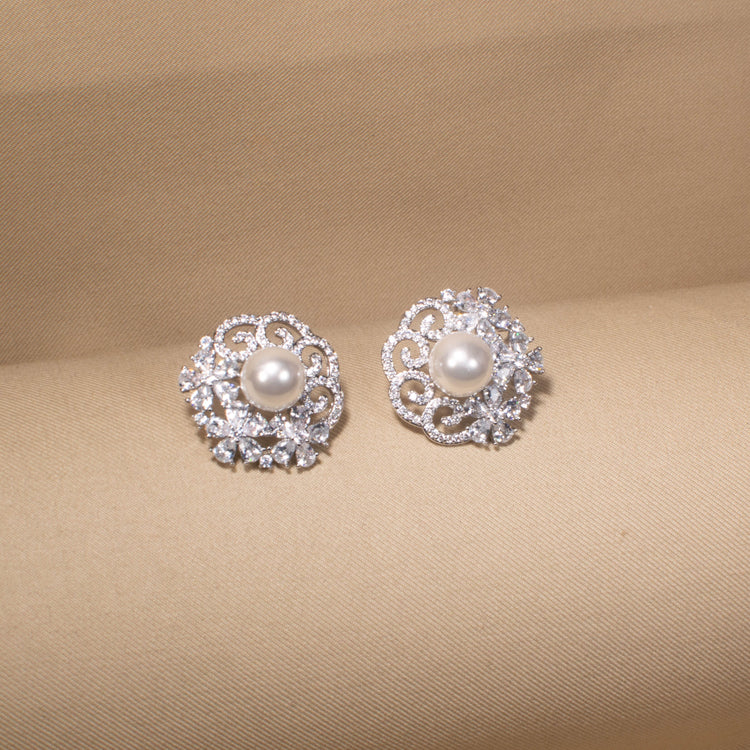 Regal Iris Swirl Studs - Silver
