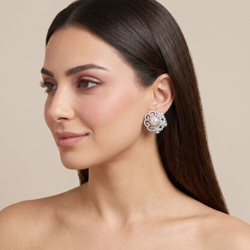 Regal Iris Swirl Studs - Silver