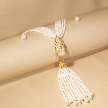 Regal Peacock Pearl Tassel Set