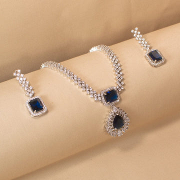 Rishma Crystal Necklace Set - Blue