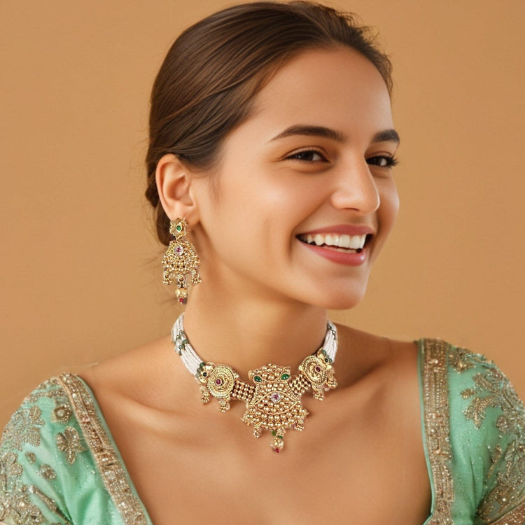 Riwaaz Choker Set Mint