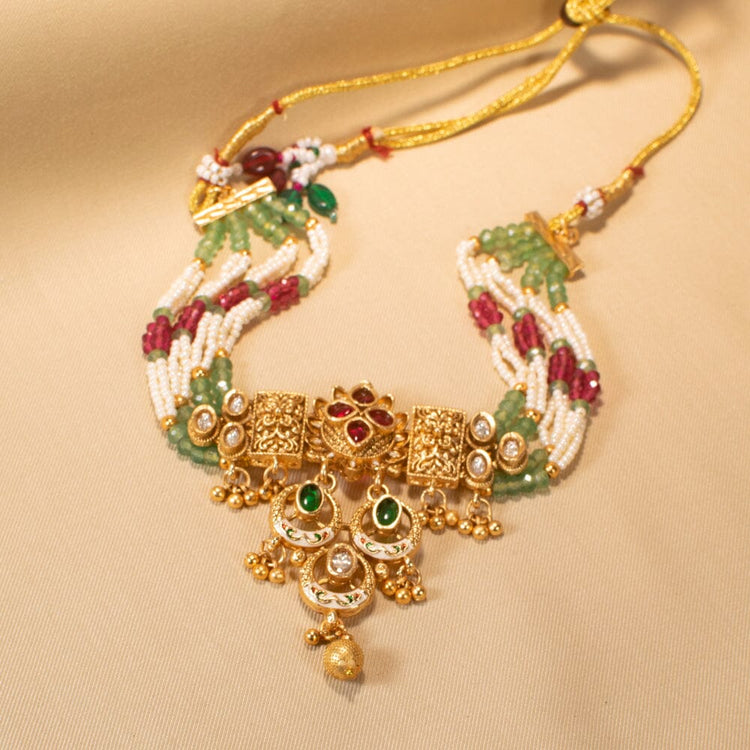 Riwaaz Choker Set Ruby Mint