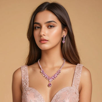 Rose Allure Necklace Set-Glitterati Collection