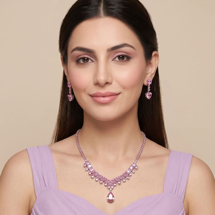 Rose Allure Necklace Set-Glitterati Collection