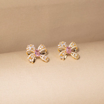 Rosy Bow Studs