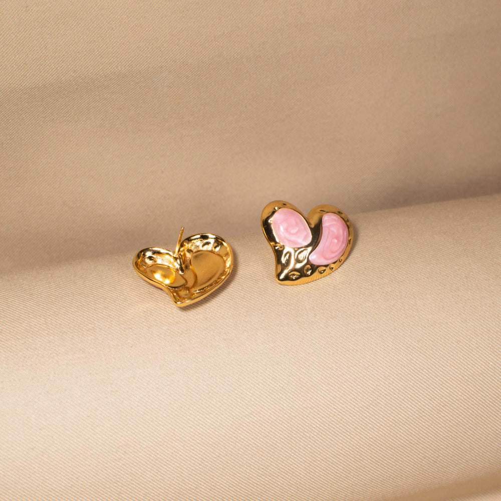 Rosy Dreamscape Heart Studs